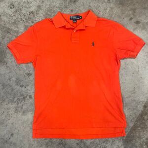 Polo Ralph Lauren orange polo shirt with green logo size m